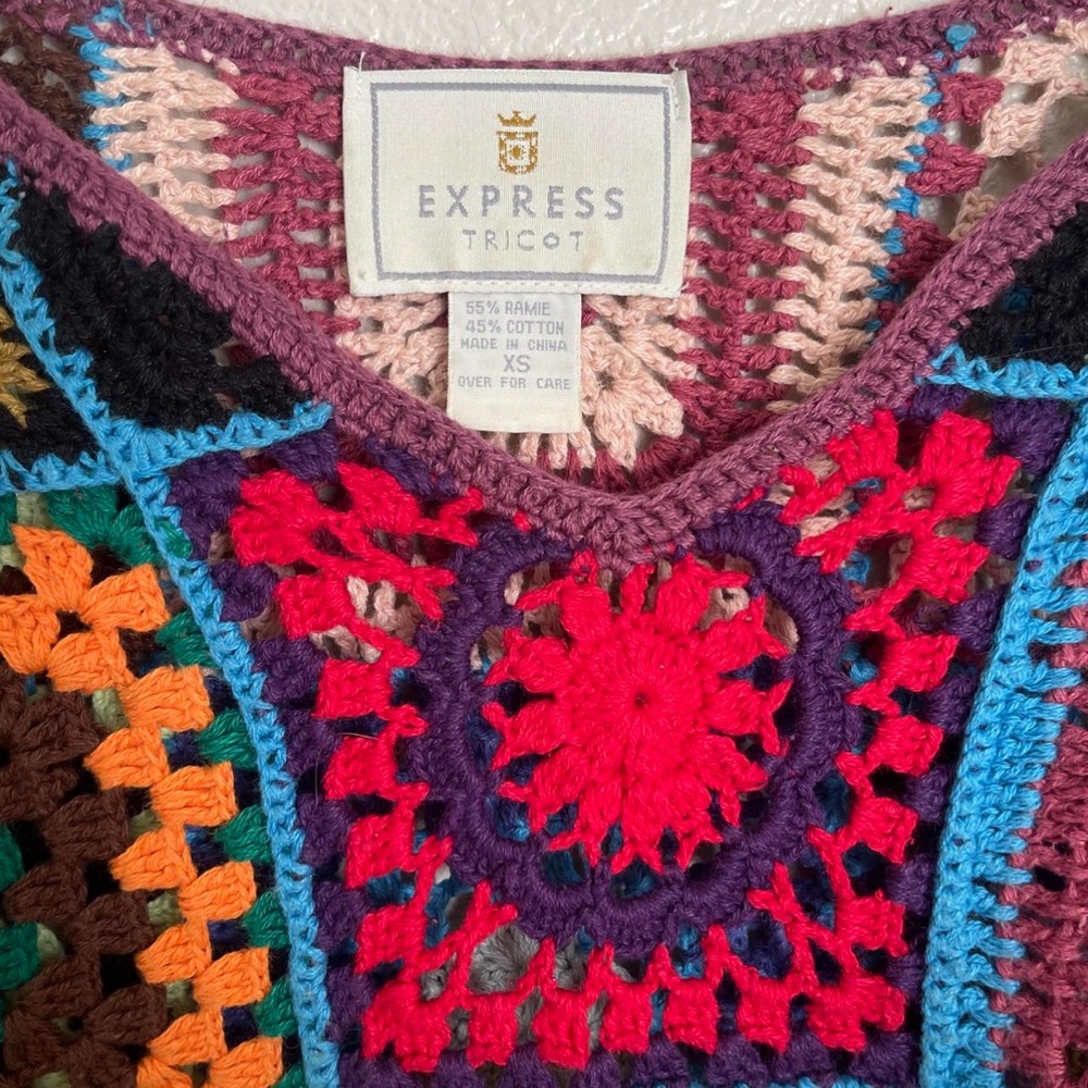 Express Colorful Patchwork Crochet Sweater - Picture 2 of 4